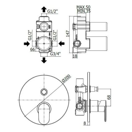 Paffoni - CANDY seinasisene vannisegisti, läikiv kroom