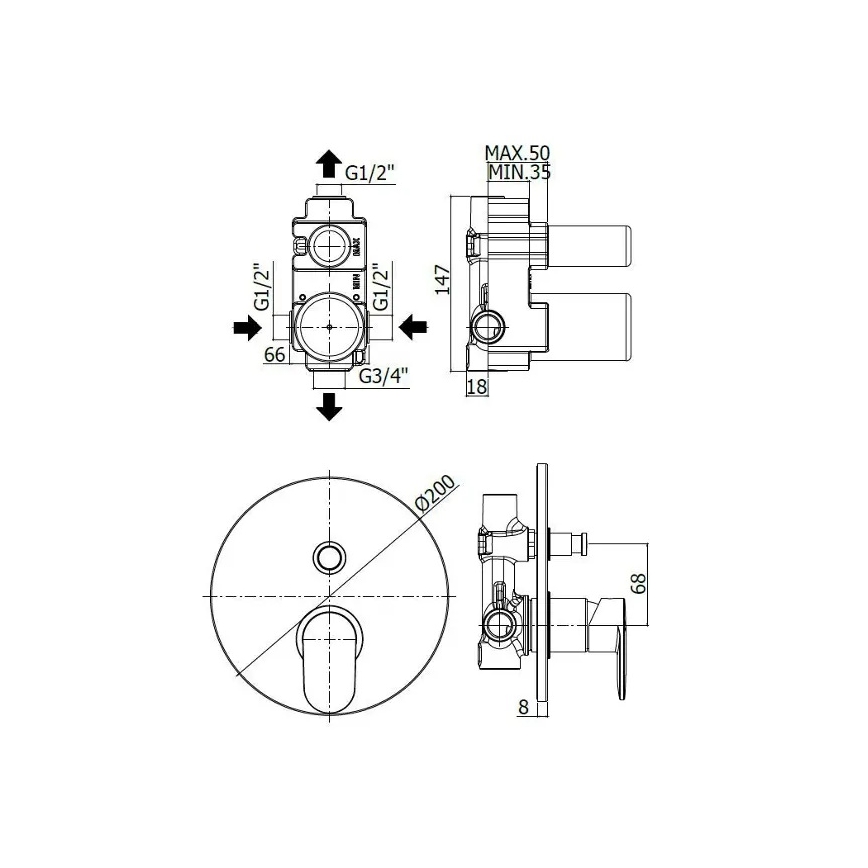 Paffoni - CANDY seinasisene vannisegisti, läikiv kroom