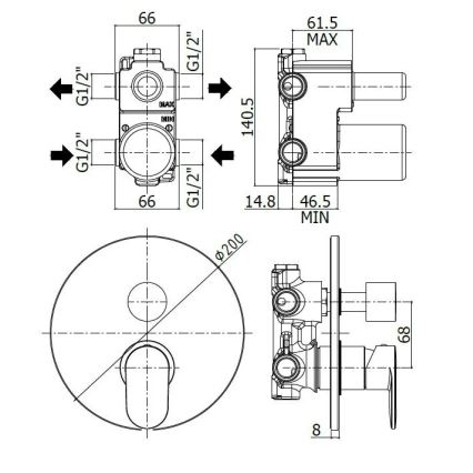 Paffoni - dušisegisti peidetud paigaldamiseks CANDY läikiv kroom