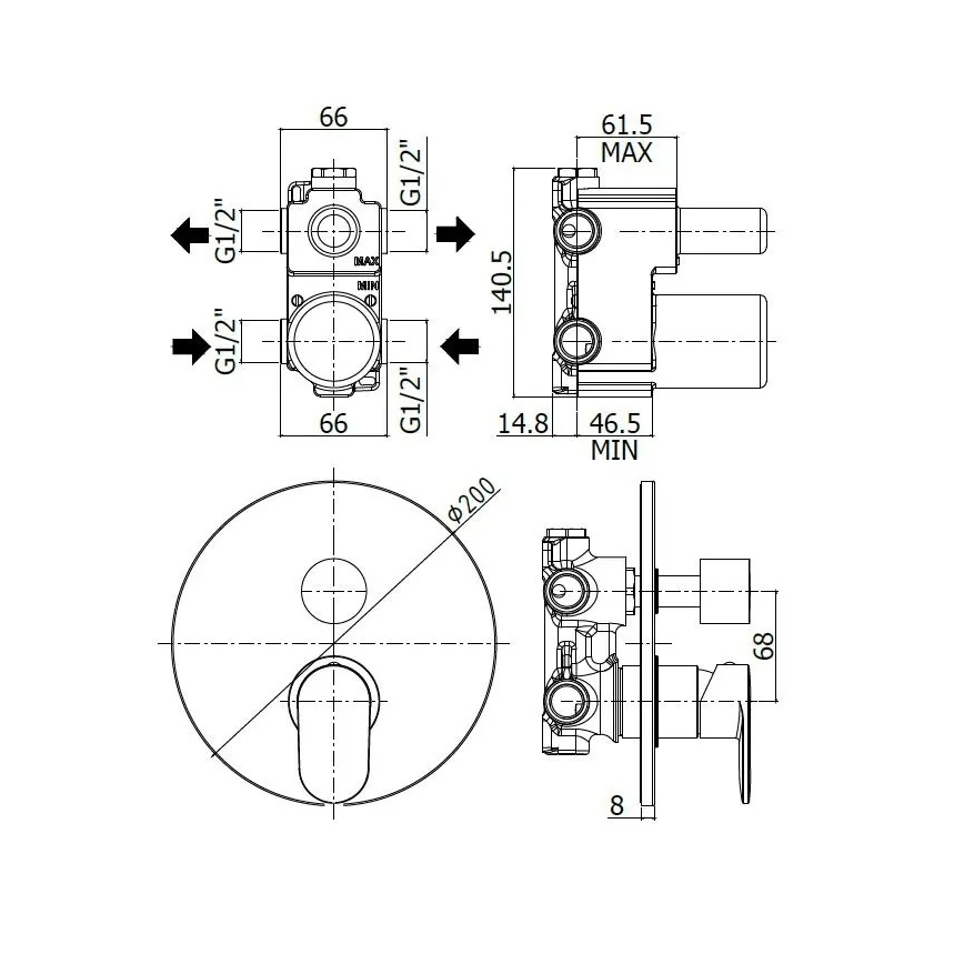 Paffoni - dušisegisti peidetud paigaldamiseks CANDY läikiv kroom