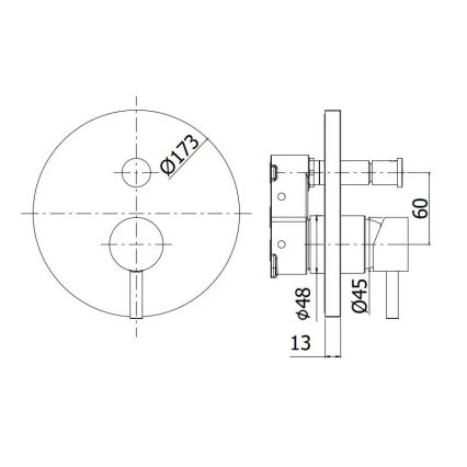 Paffoni - Dušisegisti peidetud paigaldusega LIGHT läikiv kroomviimistlus