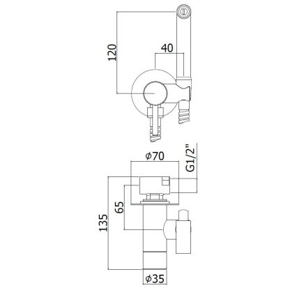Paffoni - seinale kinnitatav komplekt käeshoitava bidee-duššiga süvistatava paigalduse jaoks RINGO WEST pronks
