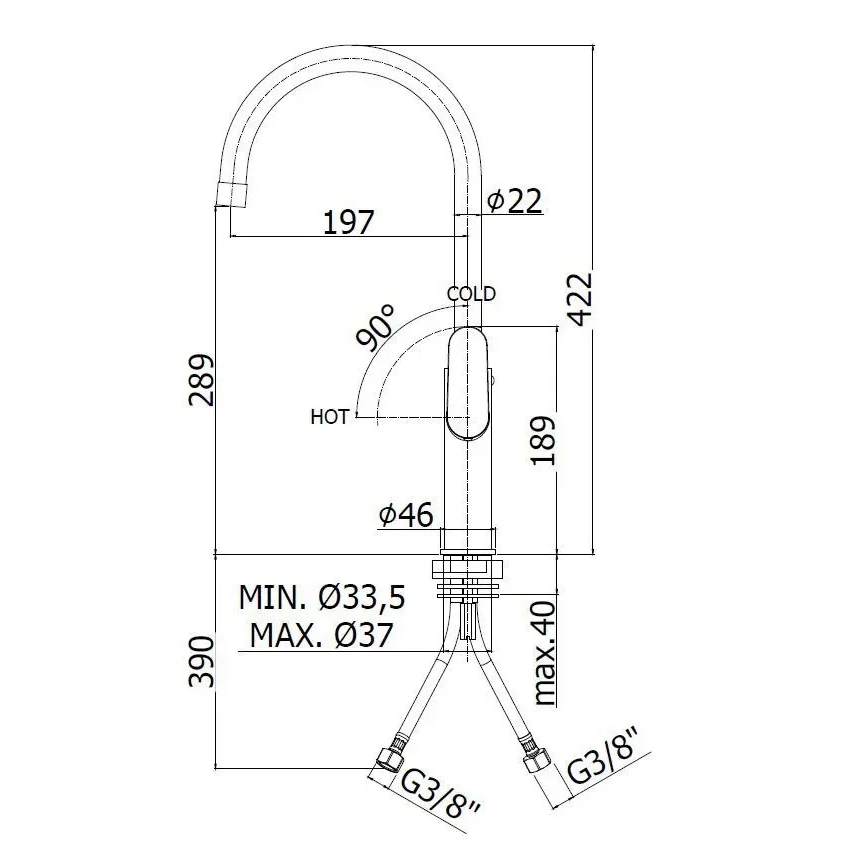 Paffoni - köögisegisti CANDY läikiv kroom
