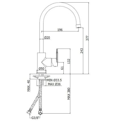 Paffoni - köögisegisti CANDY läikiv kroom