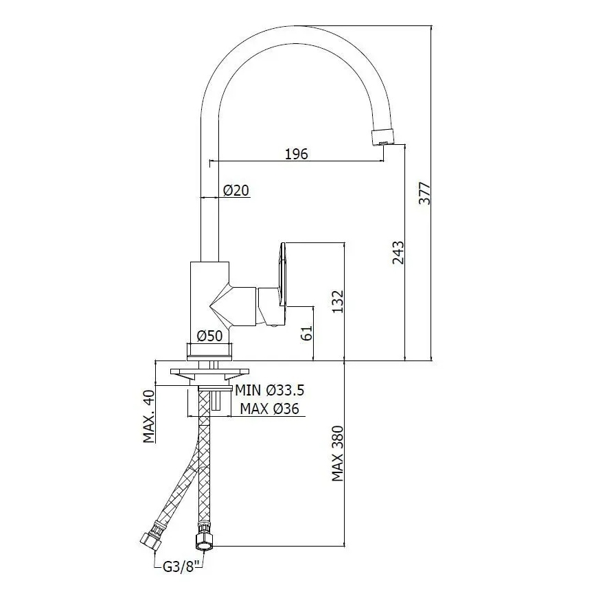 Paffoni - köögisegisti CANDY läikiv kroom