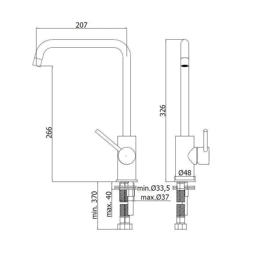 Paffoni - Köögisegisti LIGHT 32,6 cm läikiv kroom