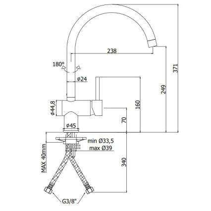 Paffoni - köögisegisti LIGHT must