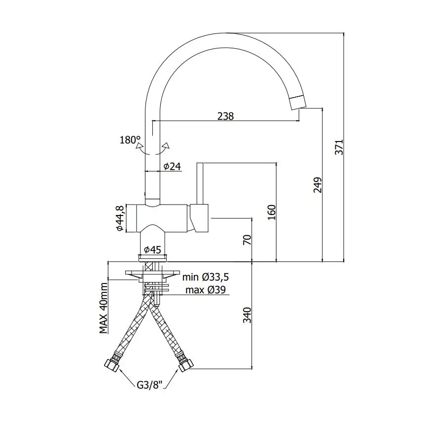 Paffoni - köögisegisti LIGHT must