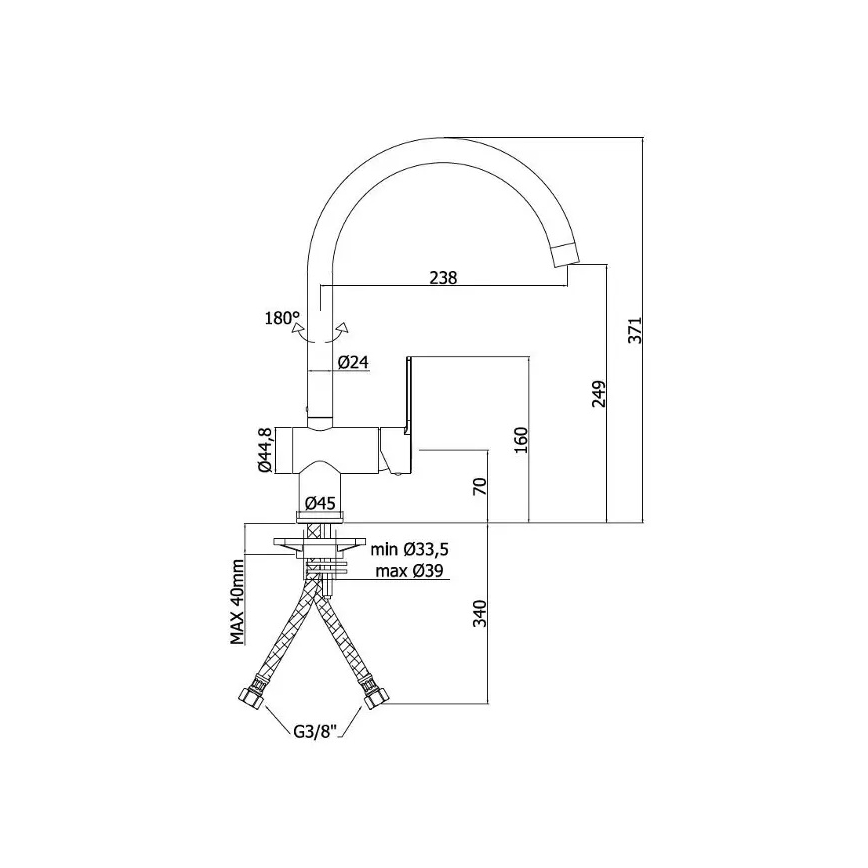 Paffoni - Köögisegisti RINGO läikiv kroom