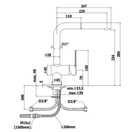 Paffoni - köögisegisti RINGO väljatõmmatava voolikuga must