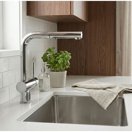 Paffoni - Köögisegisti väljatõmmatava dušiga LIGHT 29,2 cm läikiv kroom