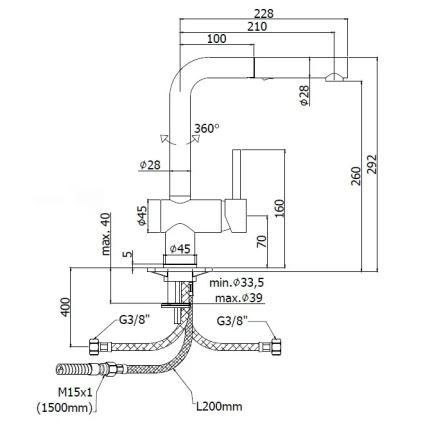 Paffoni - Köögisegisti väljatõmmatava dušiga LIGHT 29,2 cm läikiv kroom