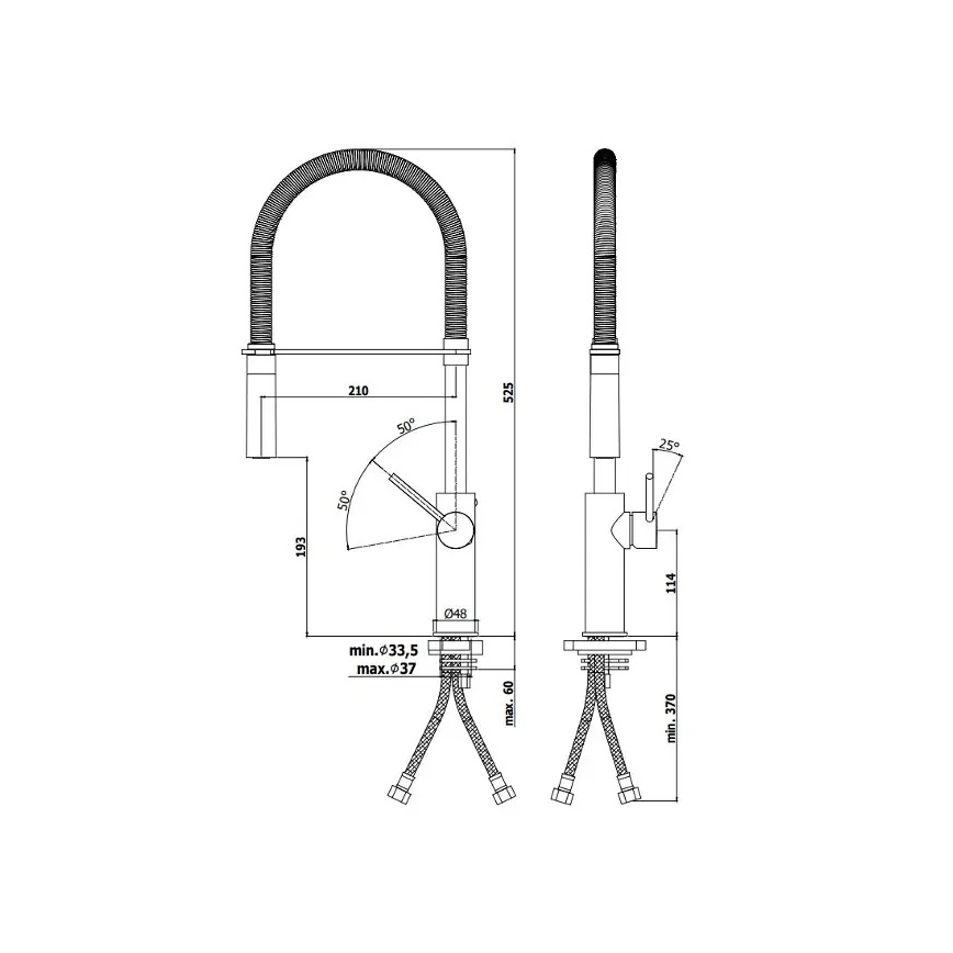 Paffoni - Köögisegisti väljatõmmatava pihustiga LIGHT 52,5 cm läikiv kroom
