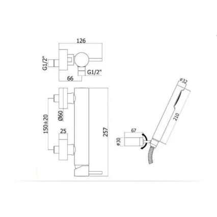 Paffoni - LIGHT dušikomplekt koos segistiga matt must