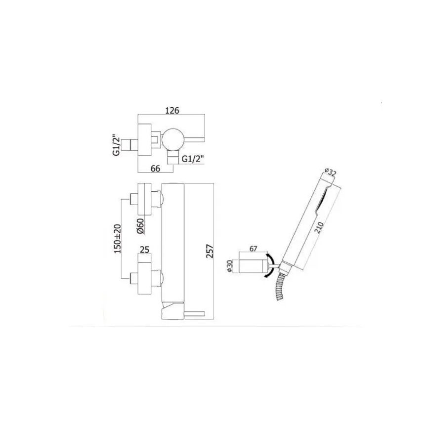 Paffoni - LIGHT dušikomplekt koos segistiga matt must