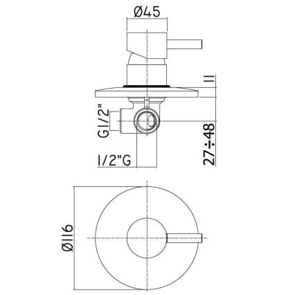 Paffoni - LIGHT peidetult paigaldatav dušisegisti läikiv kroom