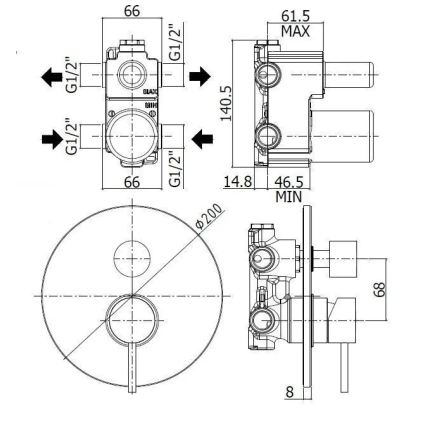 Paffoni - LIGHT peitpaigaldatav dušisegisti, roostevabast terasest