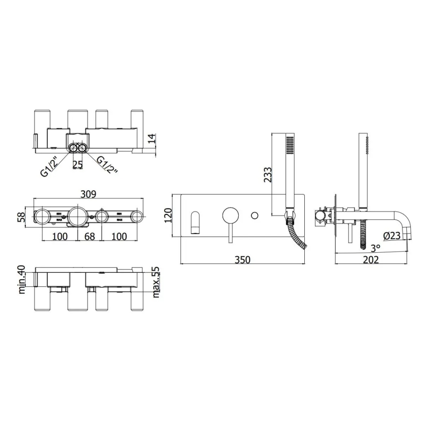 Paffoni - LIGHT vannikomplekt must