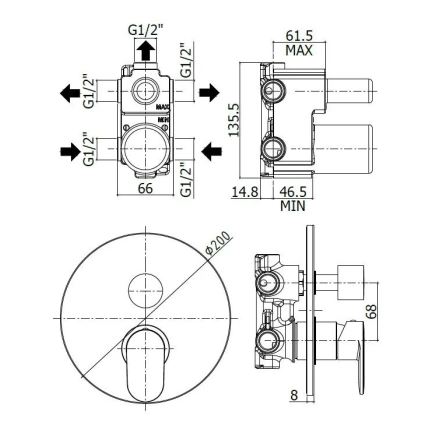 Paffoni - Peidetava paigaldusega dušisegisti CANDY läikiv kroom