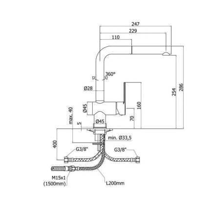 Paffoni - RINGO 28,6 cm valamusegisti tõmmatava dušiotsikuga
