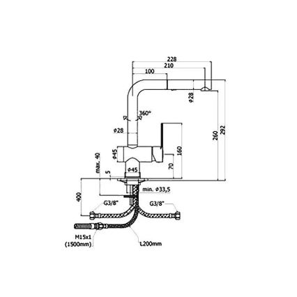 Paffoni - RINGO köögisegisti väljatõmmatava pihustiga, 29,2 cm