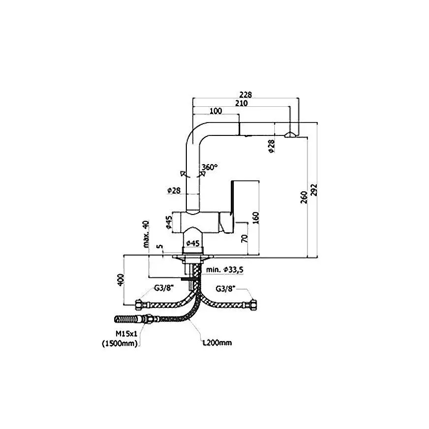 Paffoni - RINGO köögisegisti väljatõmmatava pihustiga, 29,2 cm