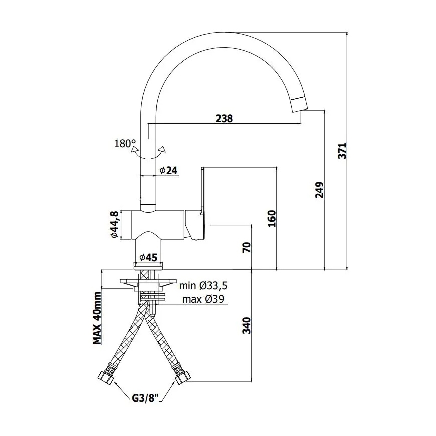Paffoni - RINGO must köögisegisti