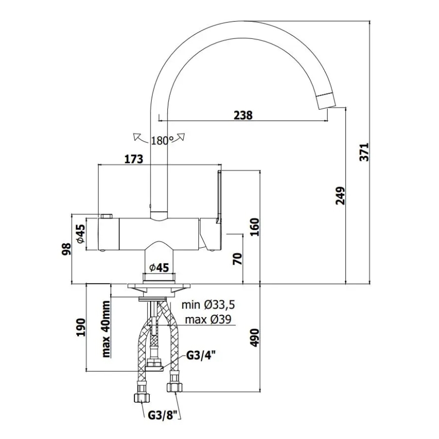 Paffoni - RINGO valamu segisti, läikiv kroom