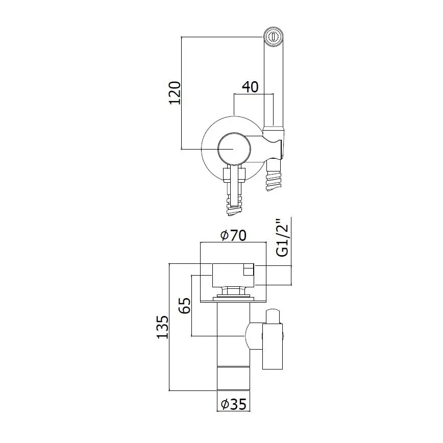 Paffoni - Seinakomplekt koos käeshoitava bidee-suihikuga peitpaigalduseks KIT, läikiv kroom