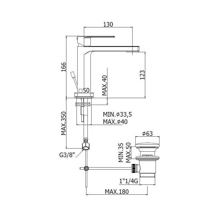 Paffoni - TANGO valamusegisti + äravool, mattkroom