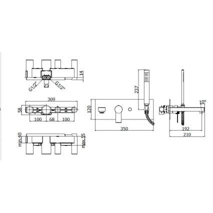 Paffoni - TANGO vannisegisti komplekt peidetud paigalduseks, läikiv kroom