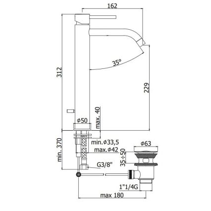 Paffoni - valamu segisti + äravool LIGHT harjatud kuldne