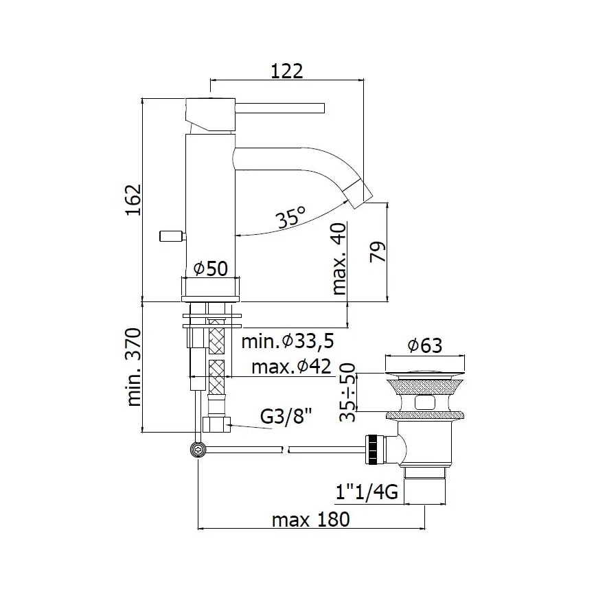 Paffoni - valamu segisti + äravoolu komplekt LIGHT valge