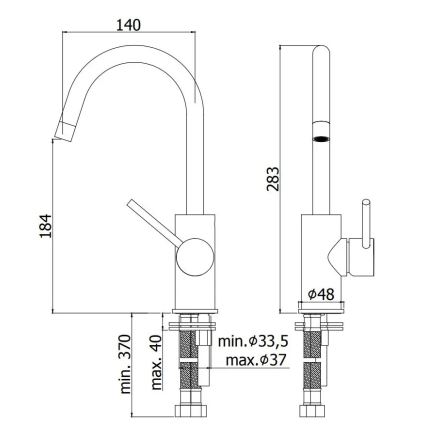 Paffoni - valamu segisti LIGHT, must
