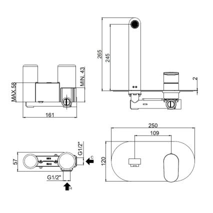 Paffoni - valamu segisti peidetud paigalduseks CANDY, läikiv kroom