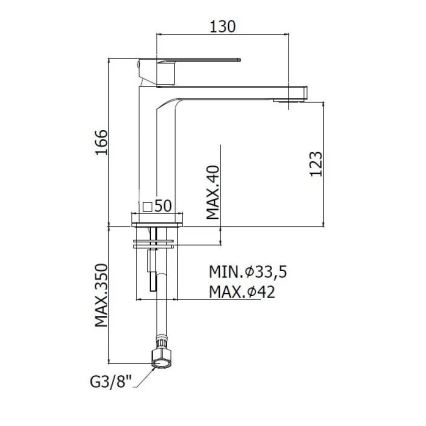 Paffoni - valamu segisti TANGO roostevaba teras