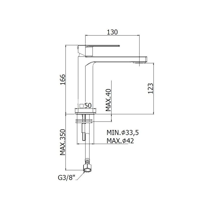 Paffoni - valamu segisti TANGO roostevaba teras