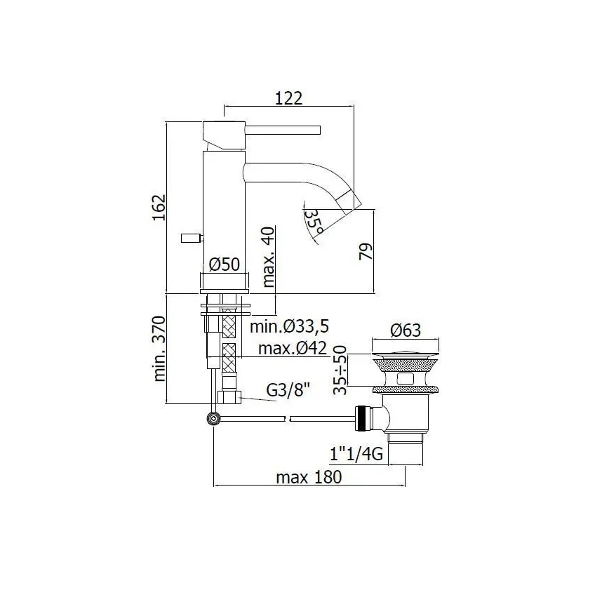 Paffoni - Valamusegisti + äravool LIGHT läikiv kroom