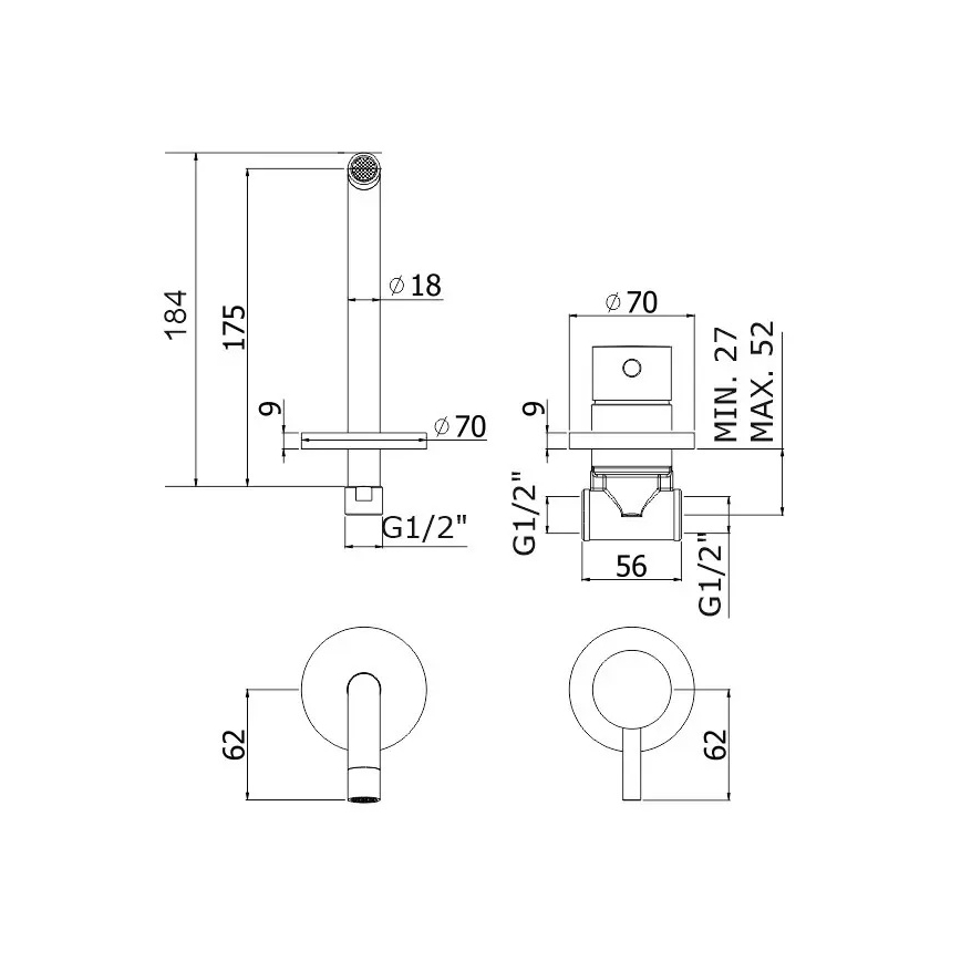 Paffoni - Valamusegisti peidetud paigaldamiseks LIGHT läikiv kroom