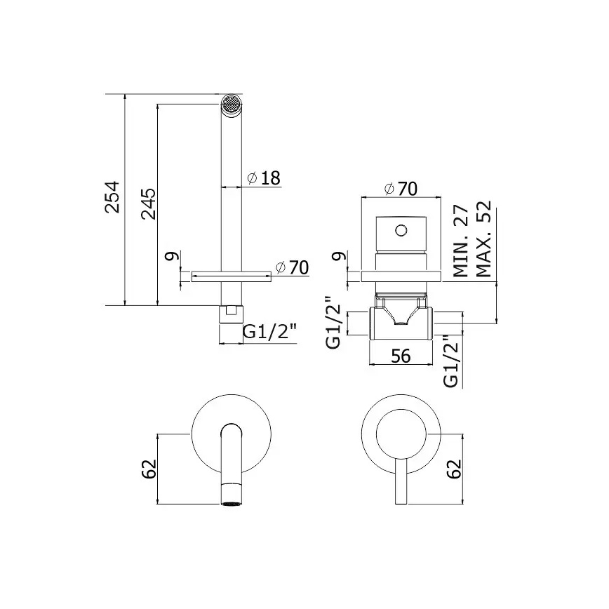 Paffoni - valamusegisti peidetud paigaldamiseks LIGHT läikiv kroom