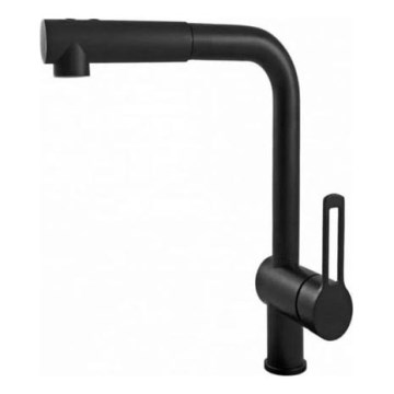 Paffoni - Valamusegisti RINGO 29,2 cm must, väljatõmmatava dušiotsikuga