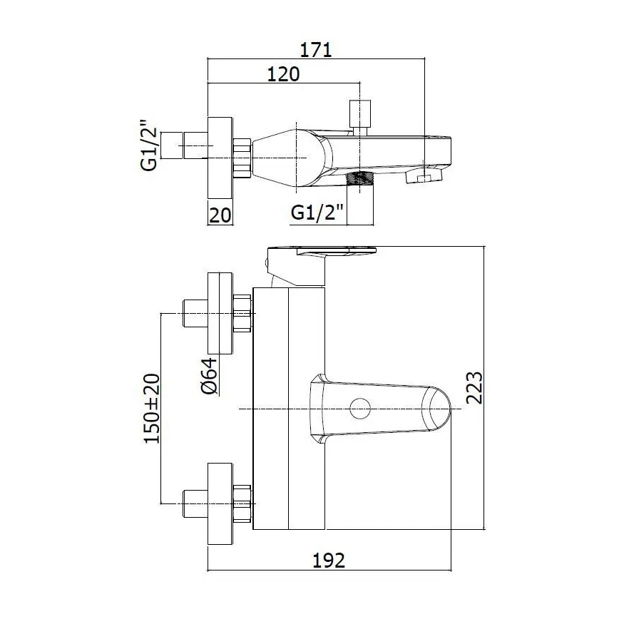 Paffoni - vannikomplekt CANDY koos segistiga, läikiv kroom