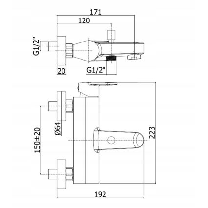 Paffoni - vannikomplekt CANDY koos segistiga, läikiv kroom
