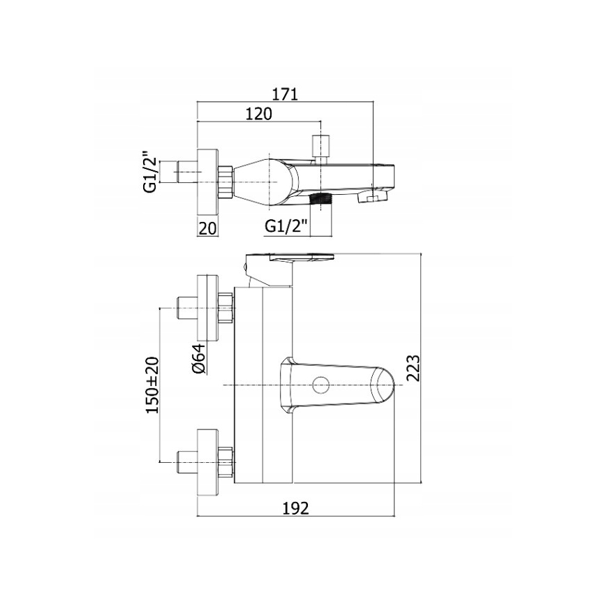 Paffoni - vannikomplekt CANDY koos segistiga, läikiv kroom