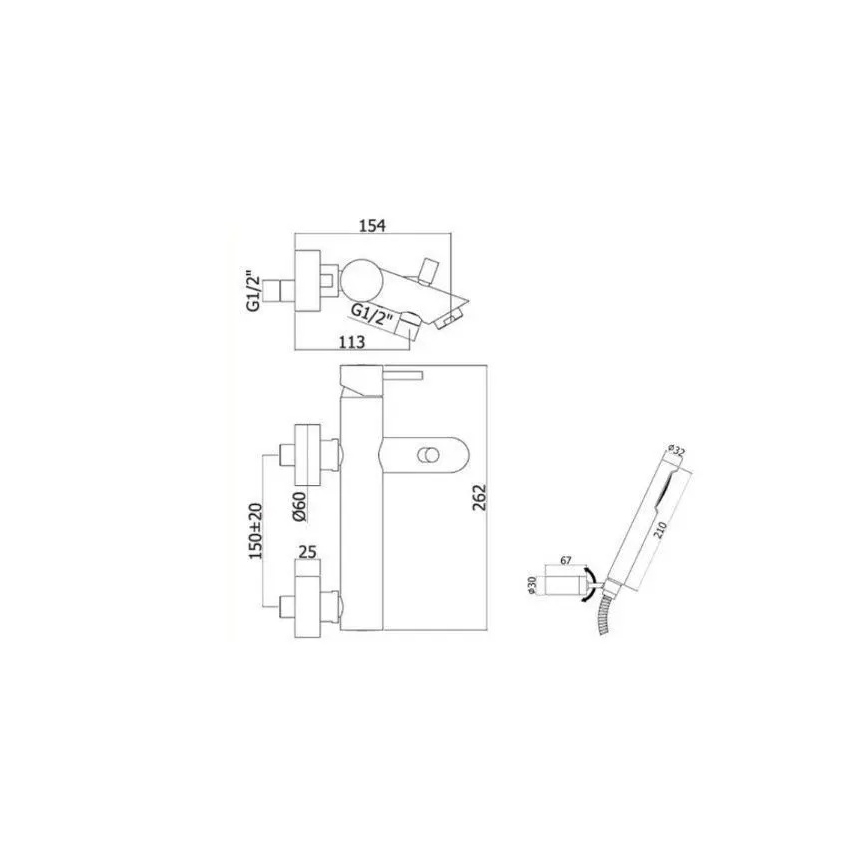 Paffoni - vannikomplekt LIGHT koos musta vannisegistiga