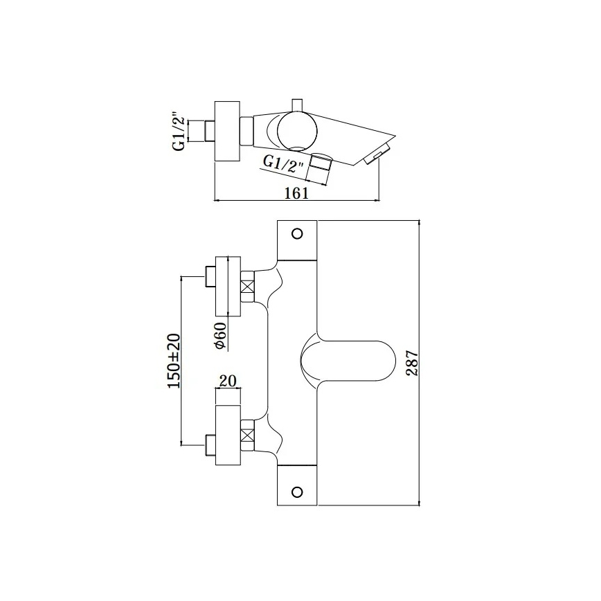 Paffoni - vannikomplekt LIGHT läikiv kroom