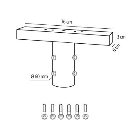 Paigalduskinnitus välisvalgustusele BASE, läbimõõt 60 mm, must