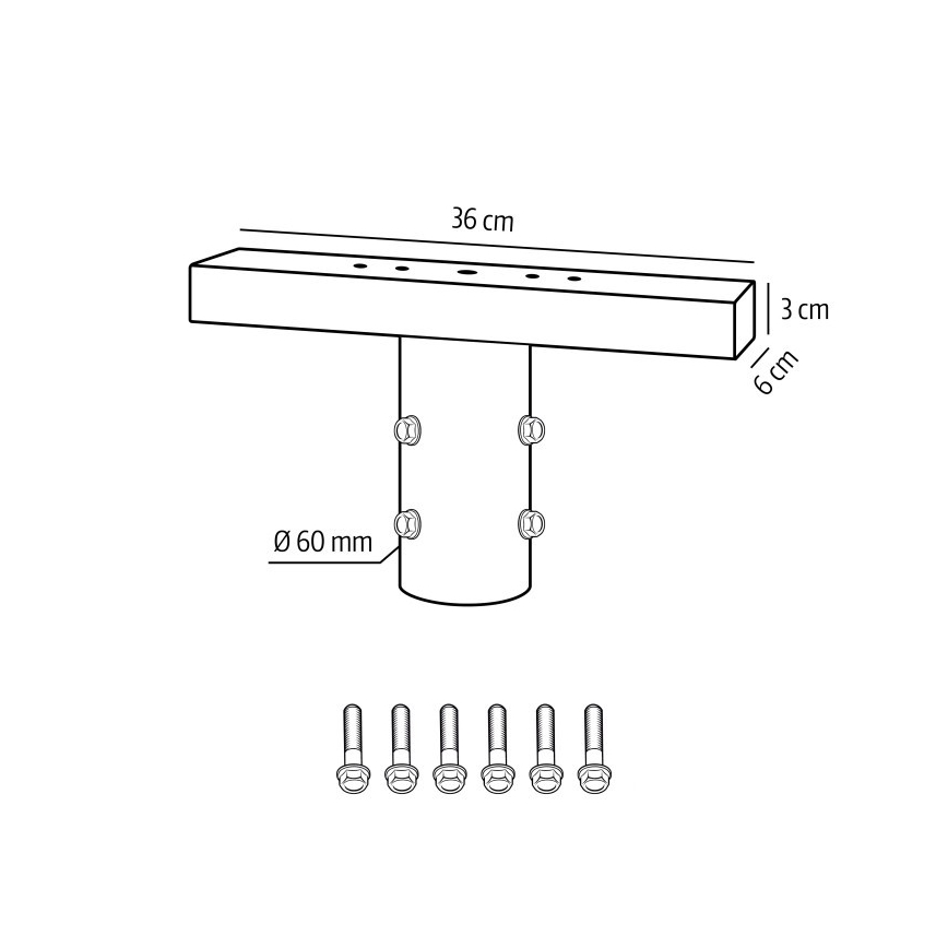 Paigalduskinnitus välisvalgustusele BASE, läbimõõt 60 mm, must