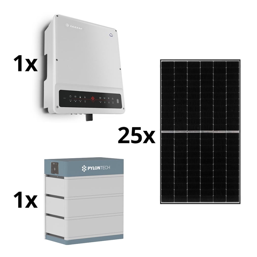 Päikesepaneelide komplekt GOODWE-10kWp JINKO+10kW GOODWE hübriidmuundur 3f+10,65kWh aku PYLO