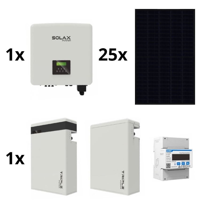 Päikesepaneelide komplekt: SOLAX Power - 10kWp RISEN Full Black + 15kW SOLAX muundur 3p + 11,6 kWh patarei V2